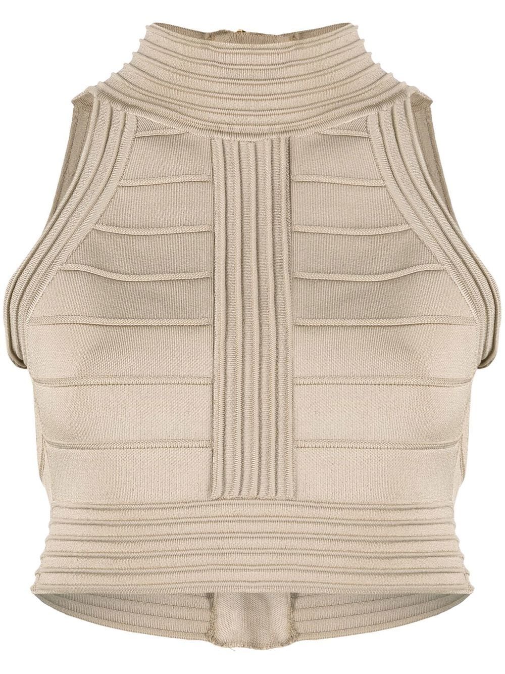 Balmain Cropped-Top mit Ziernähten - Nude von Balmain