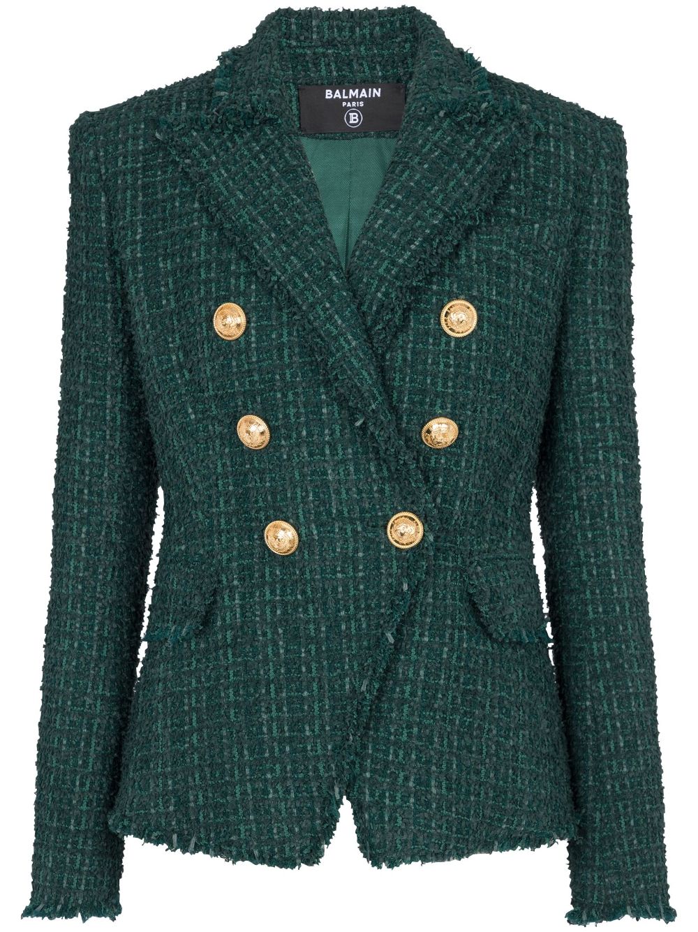 Balmain Doppelreihiger Tweed-Blazer - Grün von Balmain