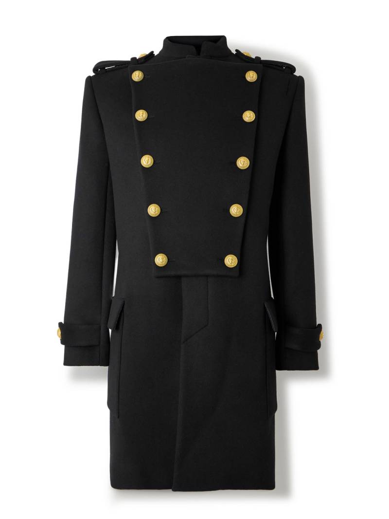 Balmain - Double-Breasted Embellished Wool and Cashmere-Blend Coat - Men - Black - IT 54 von Balmain