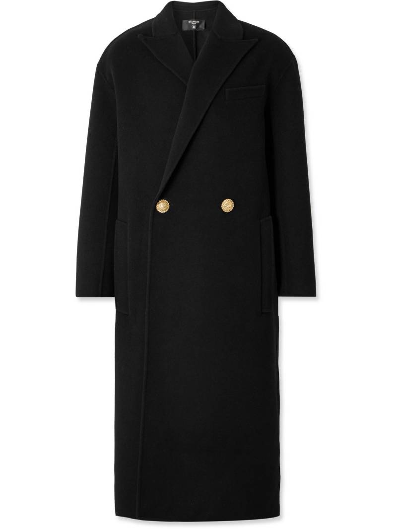 Balmain - Double-Breasted Virgin Wool and Cashmere-Blend Coat - Men - Black - IT 46 von Balmain