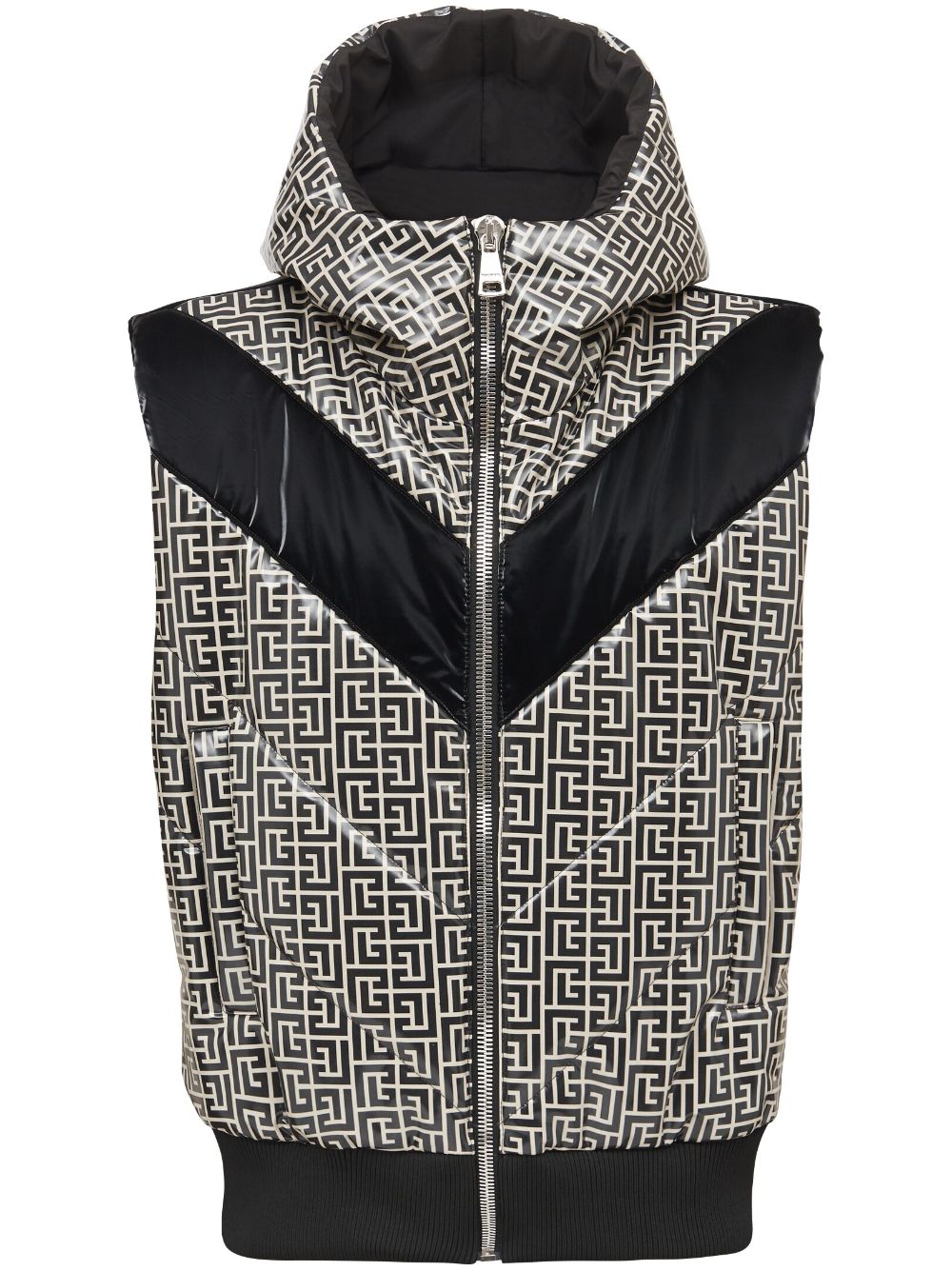 Balmain Gefütterte Weste mit Monogramm-Print - Schwarz von Balmain