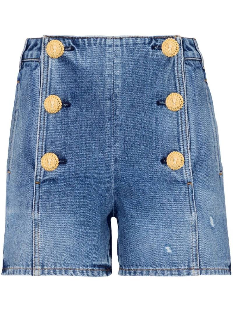 Balmain Geknöpfte Jeans-Shorts mit hohem Bund - Blau von Balmain