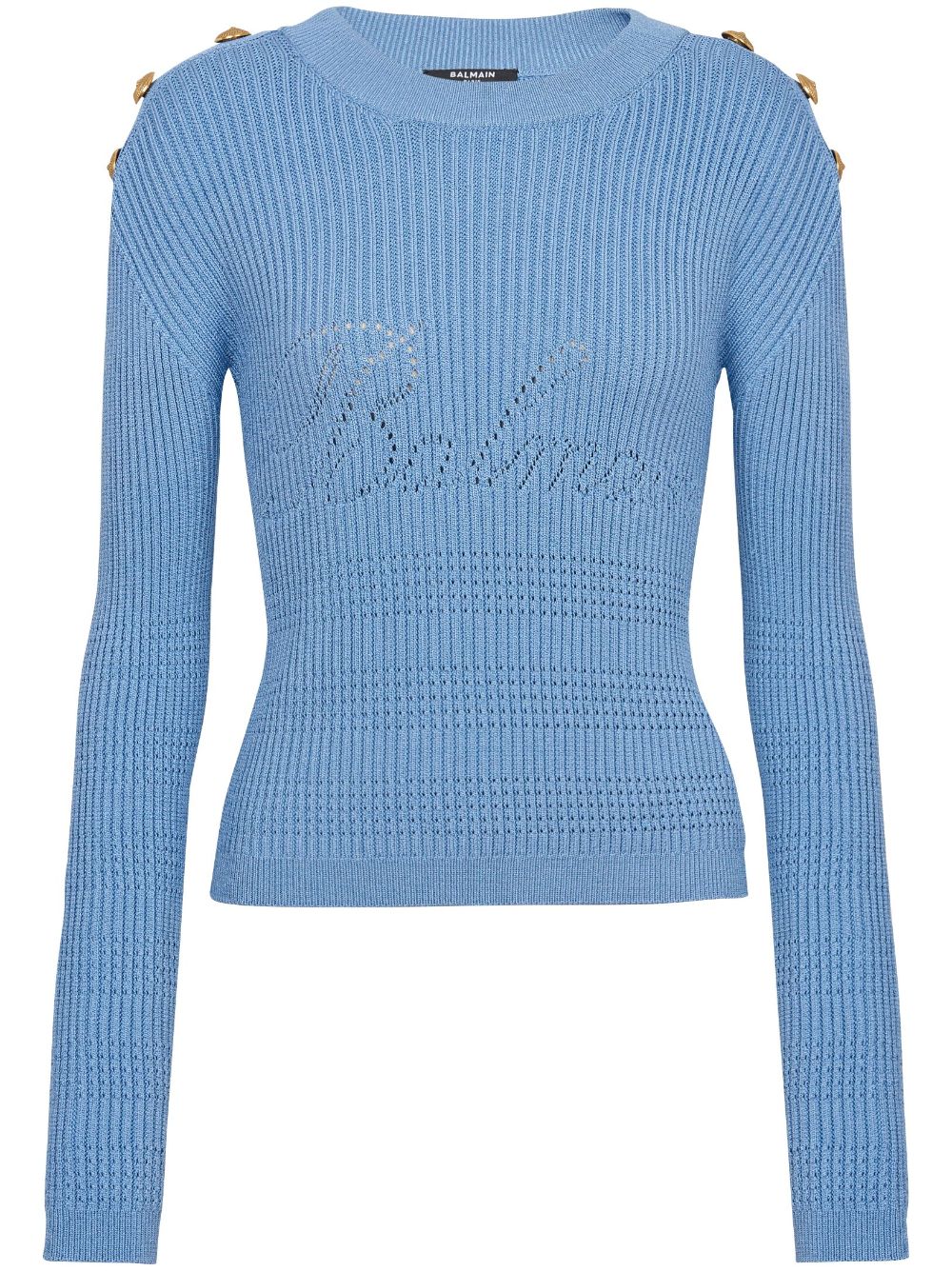 Balmain Gerippter 6-Button Strickpullover - Blau von Balmain