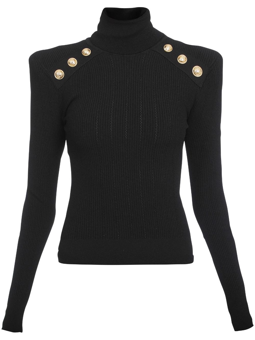 Balmain Gerippter Rollkragenpullover - Schwarz von Balmain