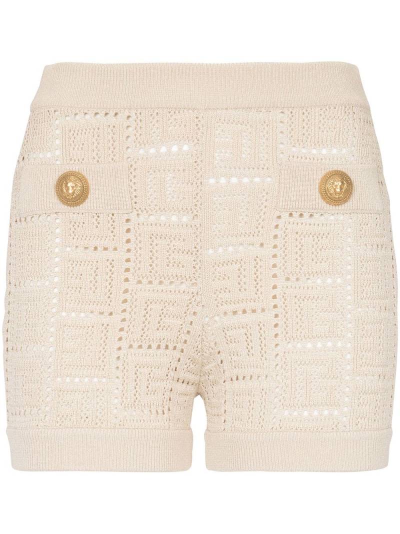 Balmain Gestrickte Shorts mit Monogramm - Nude von Balmain