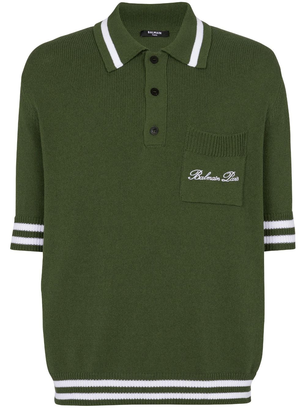 Balmain Gestricktes Signature Poloshirt - Grün von Balmain