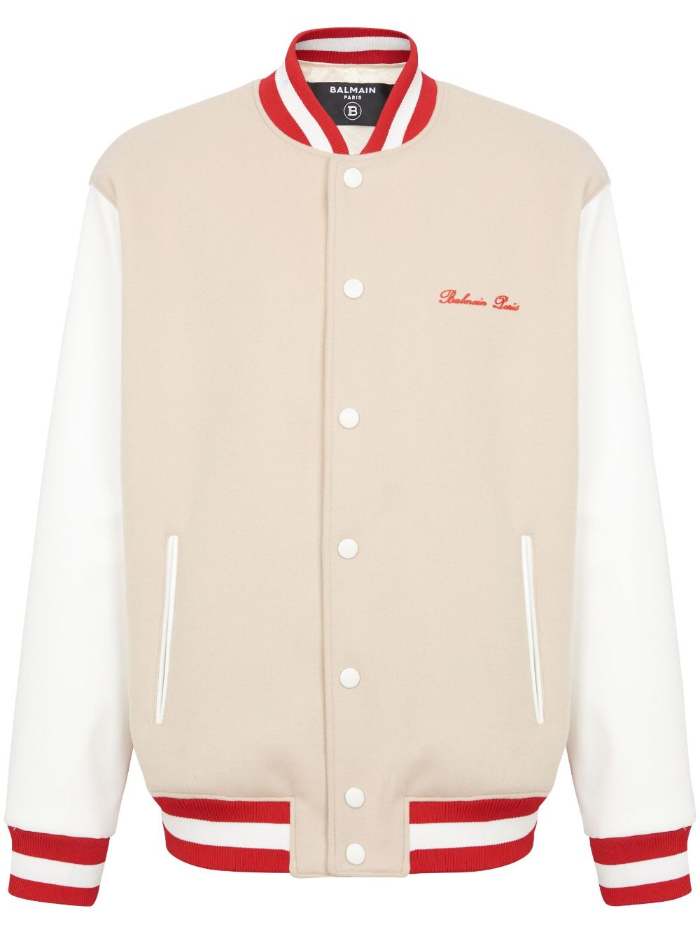 Balmain Collegejacke mit Signature-Stickerei - Nude von Balmain