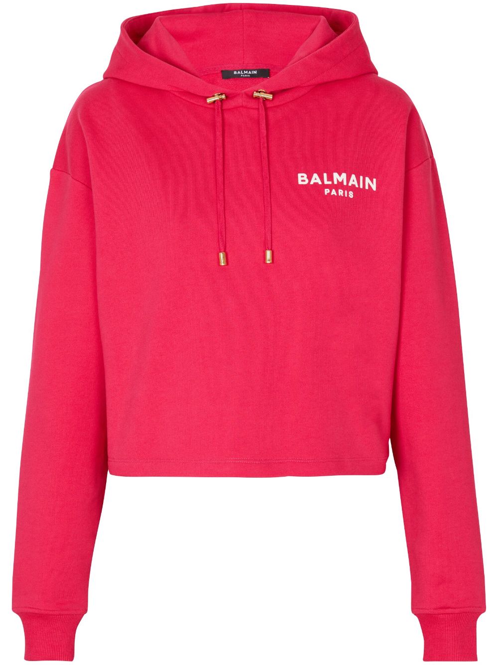 Balmain Cropped-Hoodie mit beflocktem Logo - Rosa von Balmain