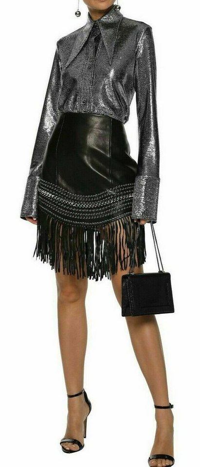 Balmain Karorock BALMAIN PARIS LEATHER FRINGED LEATHER MINI SKIRT STUD CHAIN ROCK FRANS von Balmain