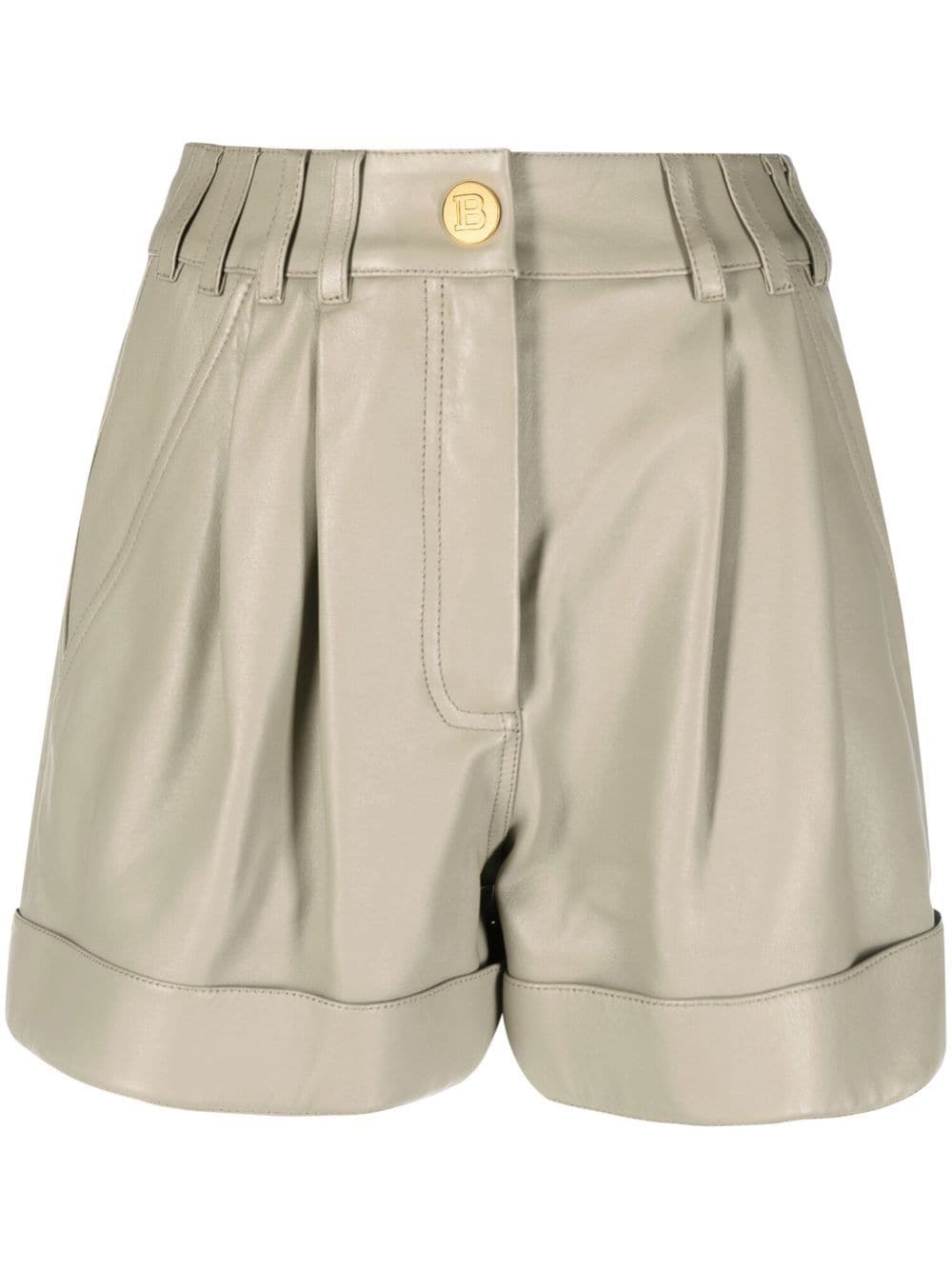 Balmain Ledershorts mit hohem Bund - Nude von Balmain