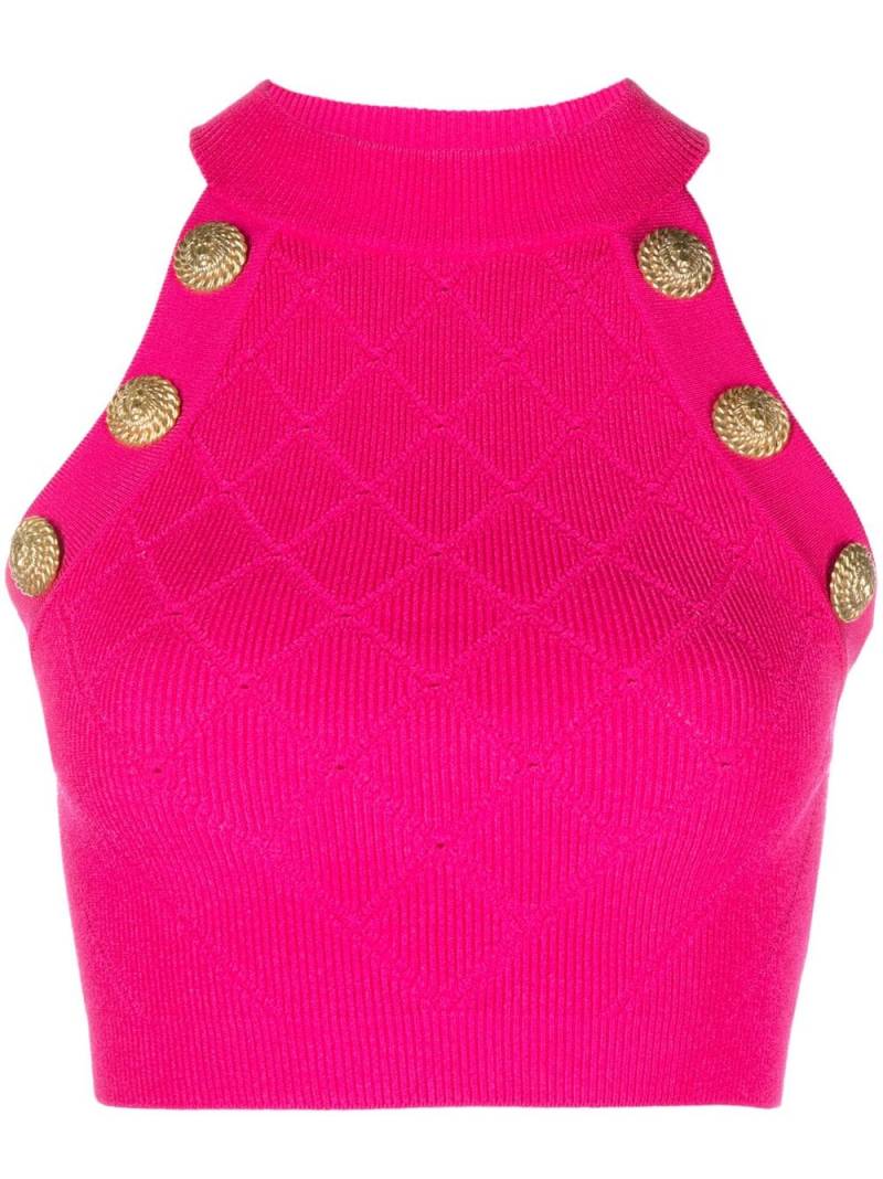 Balmain Cropped-Top mit Löwenkopf - Rosa von Balmain