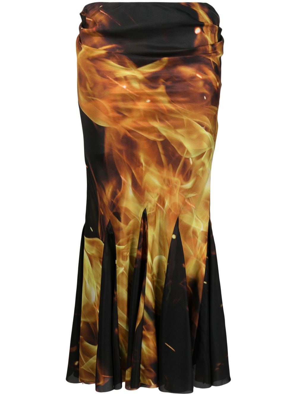 Balmain Midirock mit Flammen-Print - Schwarz von Balmain