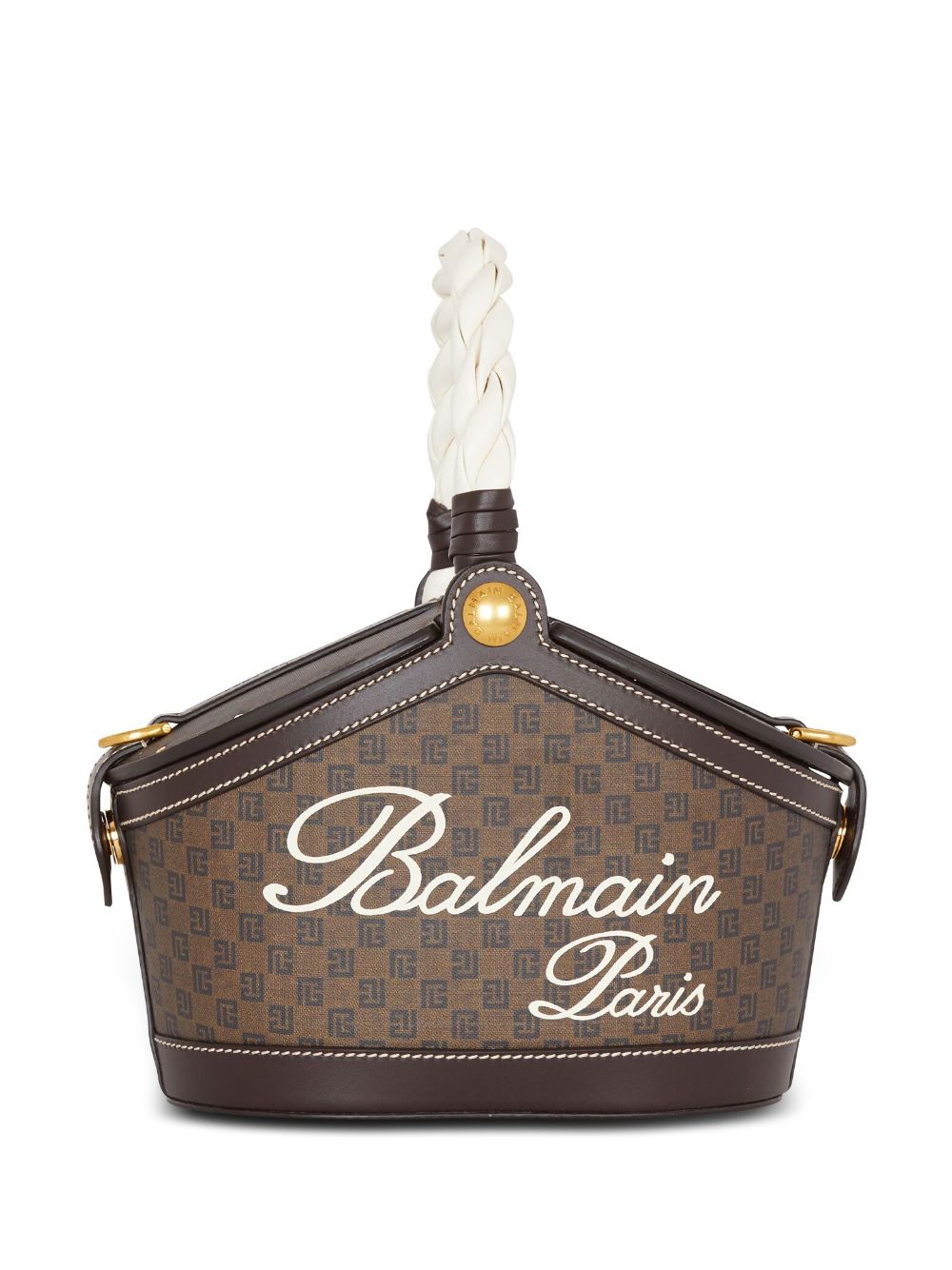 Balmain Mini Beuteltasche mit Monogramm - Braun von Balmain