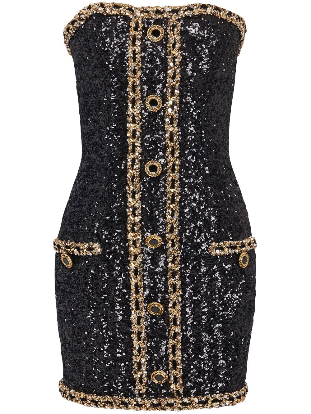 Balmain Minikleid mit Pailletten - Schwarz von Balmain