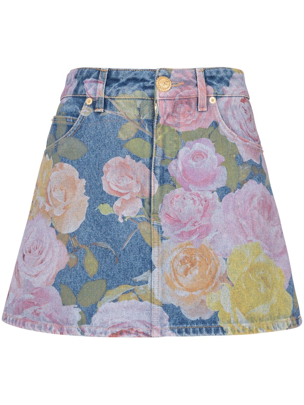 Balmain Minirock mit Blumen-Print - Blau von Balmain