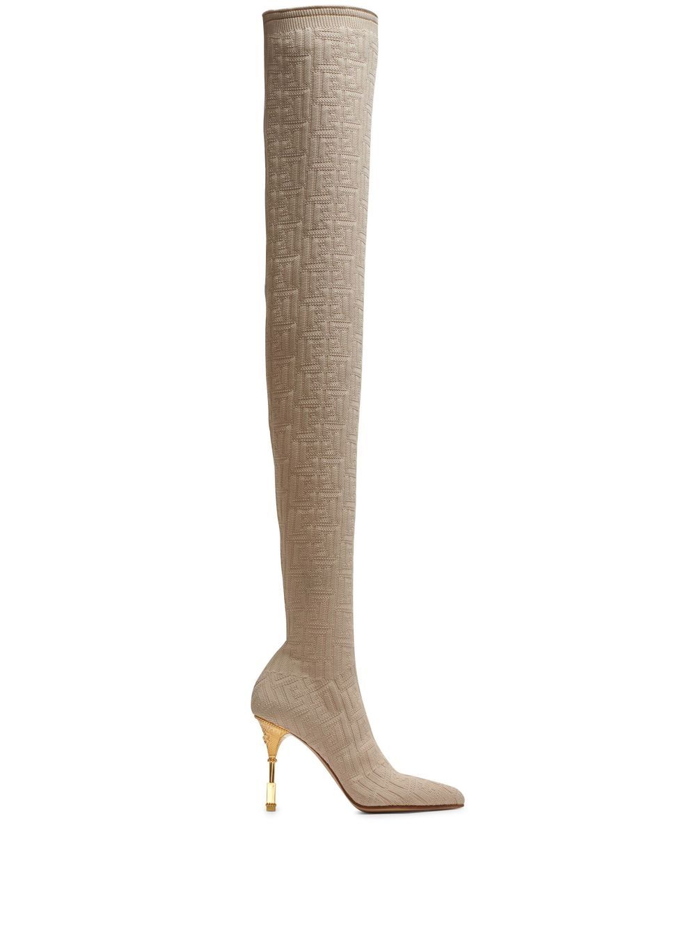 Balmain Overknee-Stiefel mit Monogramm 95mm - Nude von Balmain