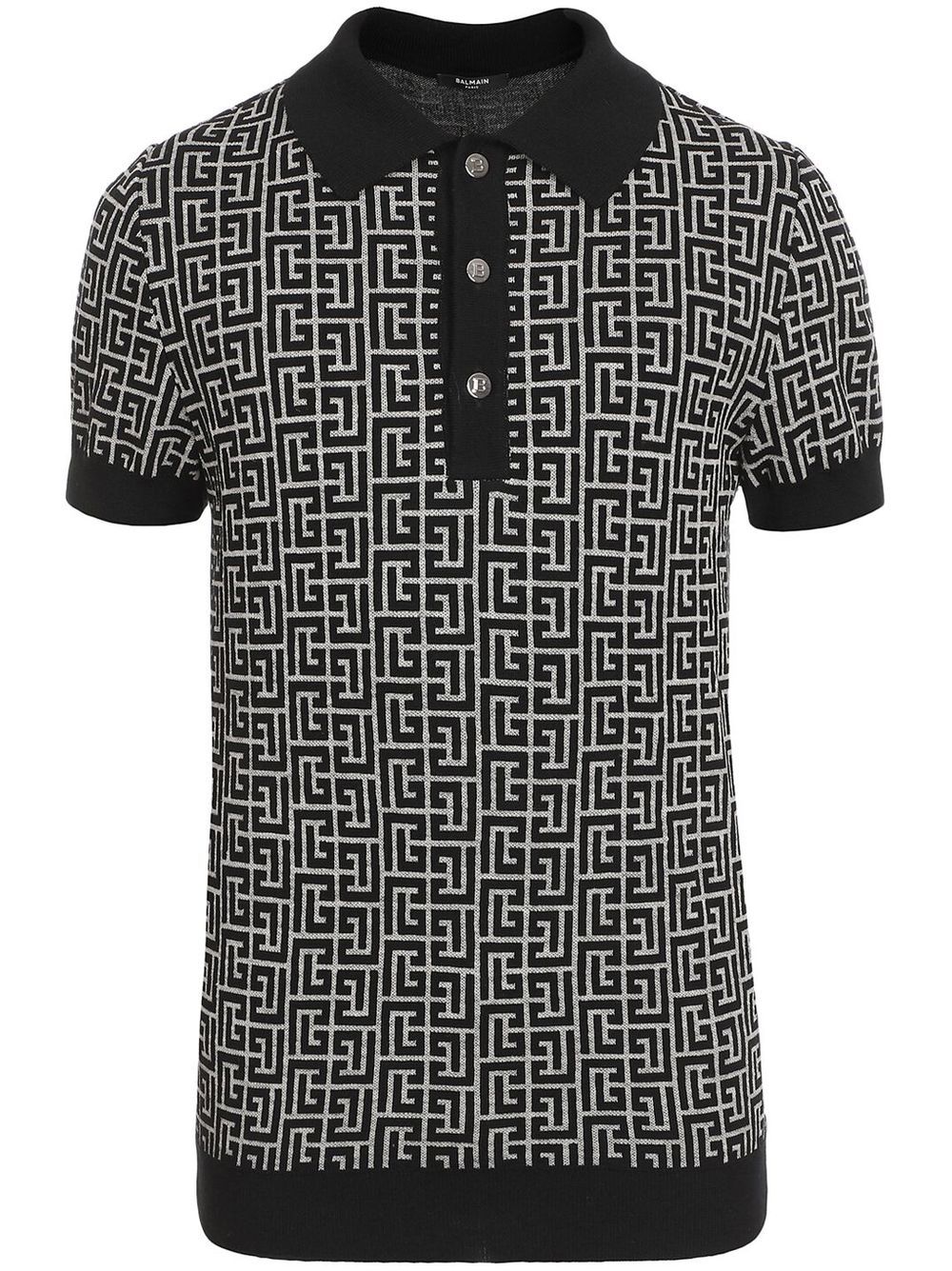 Balmain PB Poloshirt mit Monogramm-Jacquardmuster - Schwarz von Balmain