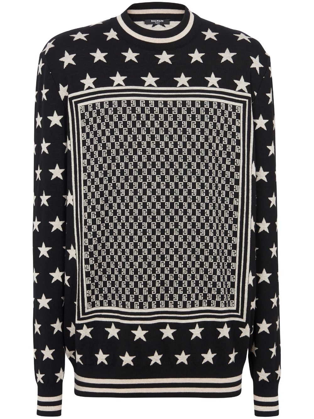 Balmain Monogram Stars Wollpullover - Schwarz von Balmain