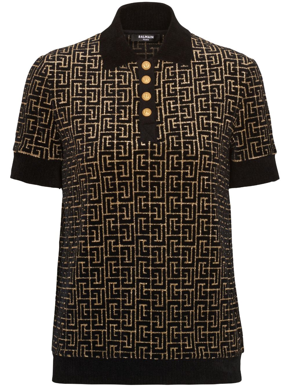 Balmain Poloshirt mit Monogramm-Print - Schwarz von Balmain