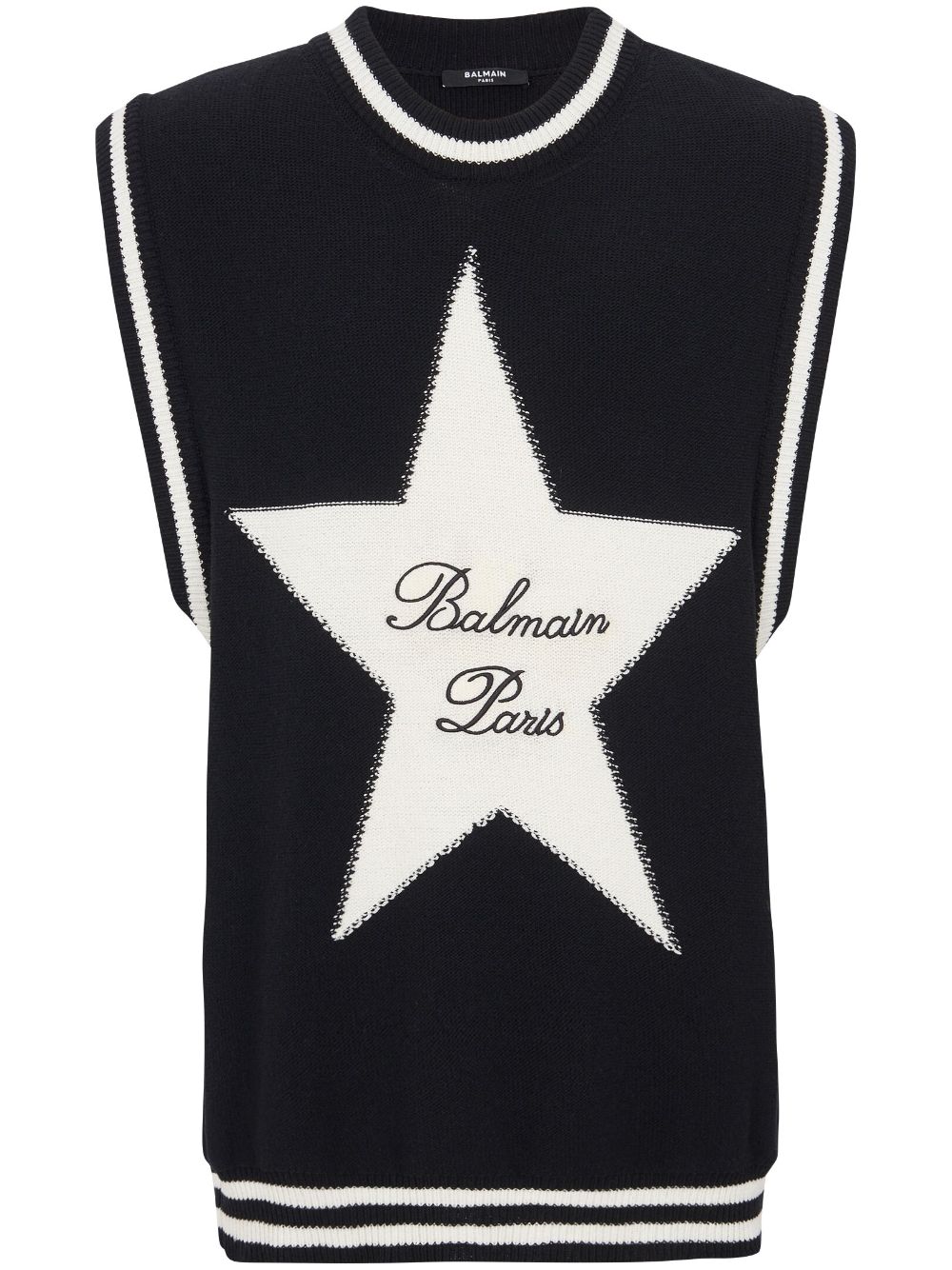 Balmain Pullunder mit Signature Star-Muster - Schwarz von Balmain