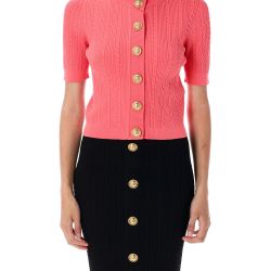 Balmain Rippstrick-cardigan In Dunkelrosa von Balmain