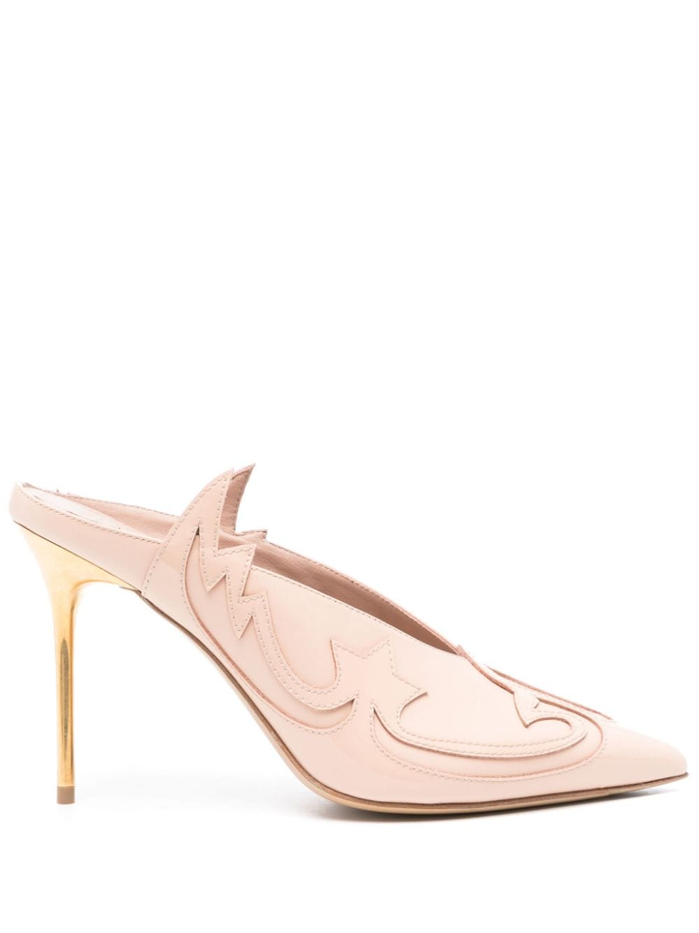 Balmain Ruby Mules im Western-Style 75mm - Nude von Balmain