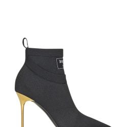 Balmain Schwarze Ankle Boots Mit Goldener Stiletto-ferse von Balmain