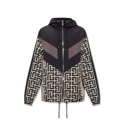 Balmain Schwarze Monogramm Nylonjacke Für Herren von Balmain
