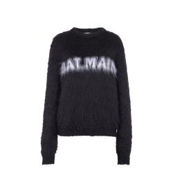 Balmain Schwarzer Mohair-logo-pullover - Damenmode von Balmain