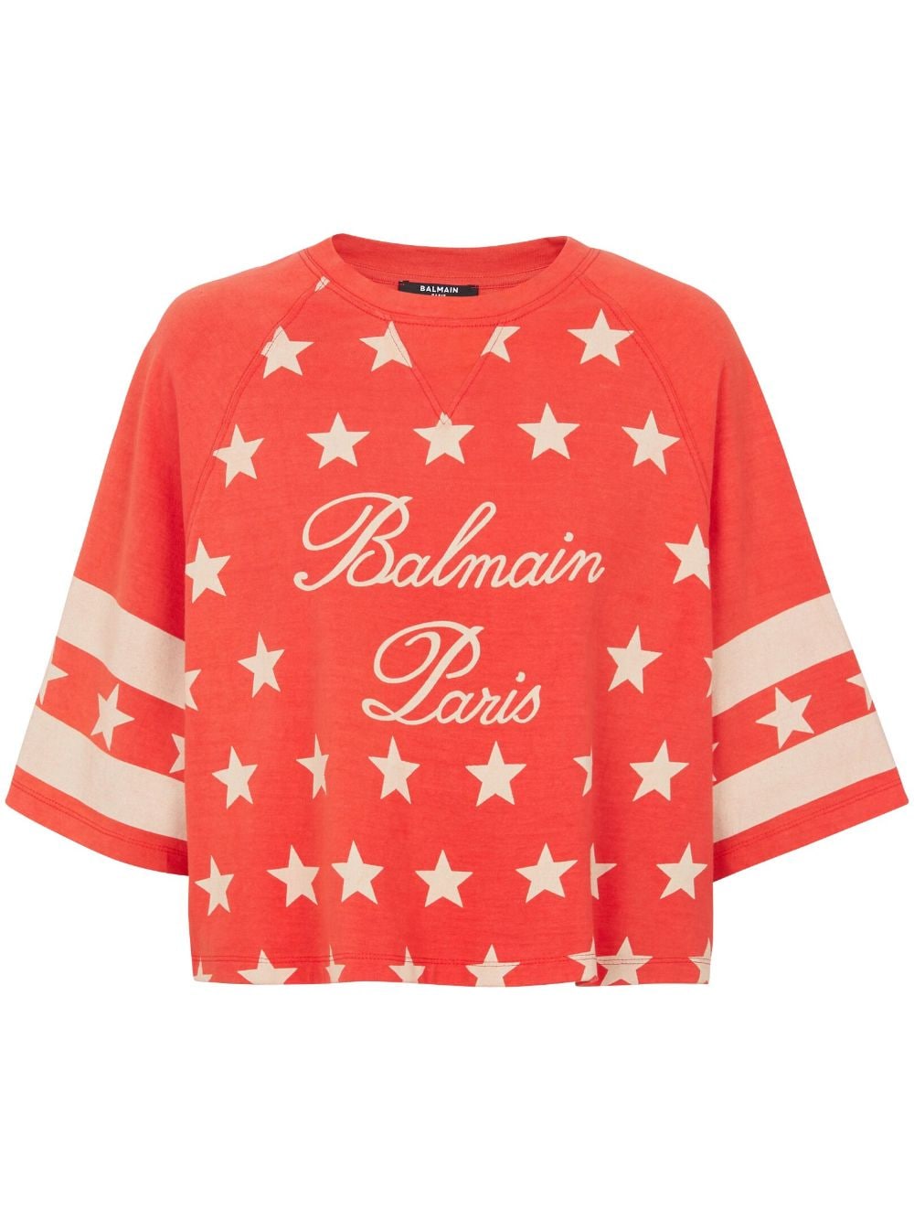 Balmain Cropped-T-Shirt mit Logo-Print - Rot von Balmain