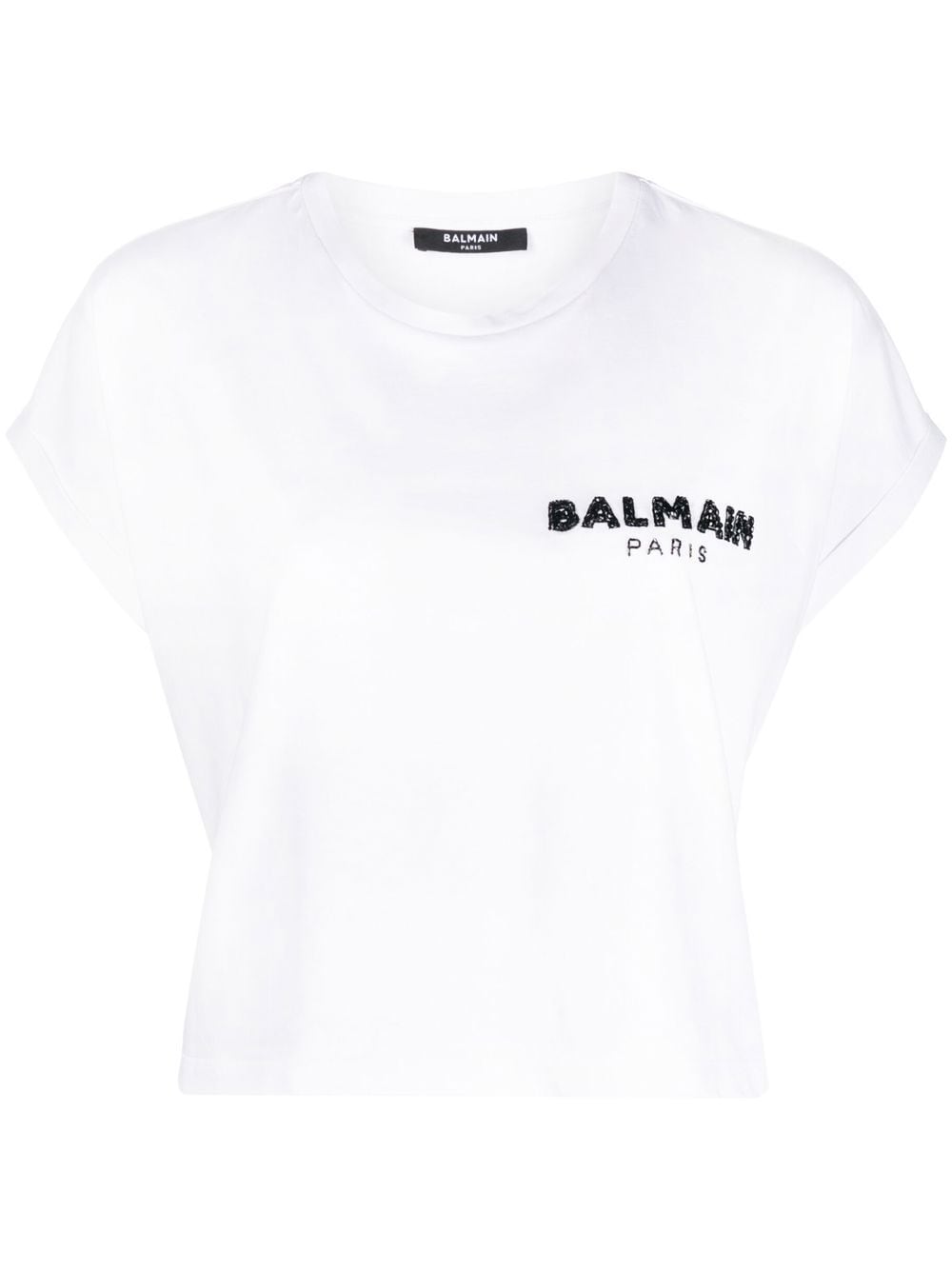 Balmain T-Shirt mit Pailletten-Logo - Weiß von Balmain