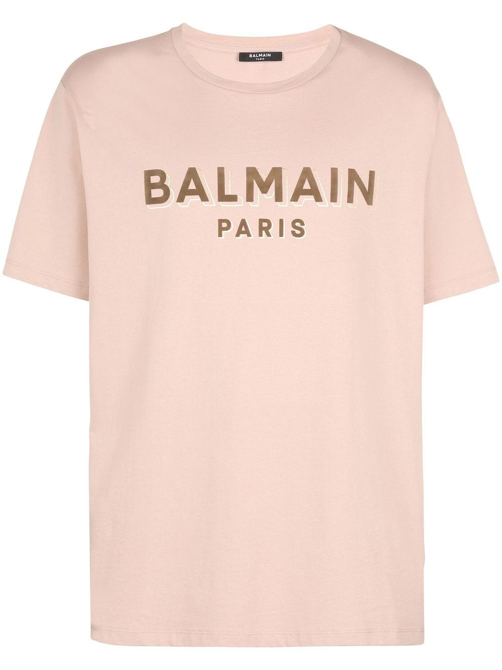 Balmain T-Shirt mit geflocktem Logo - Nude von Balmain