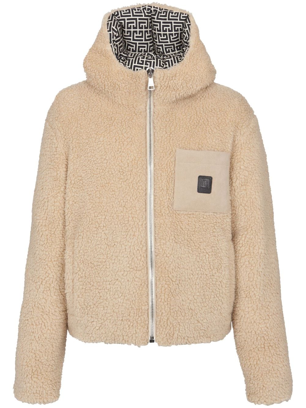 Balmain Teddy-Jacke mit Monogramm-Patch - Nude von Balmain