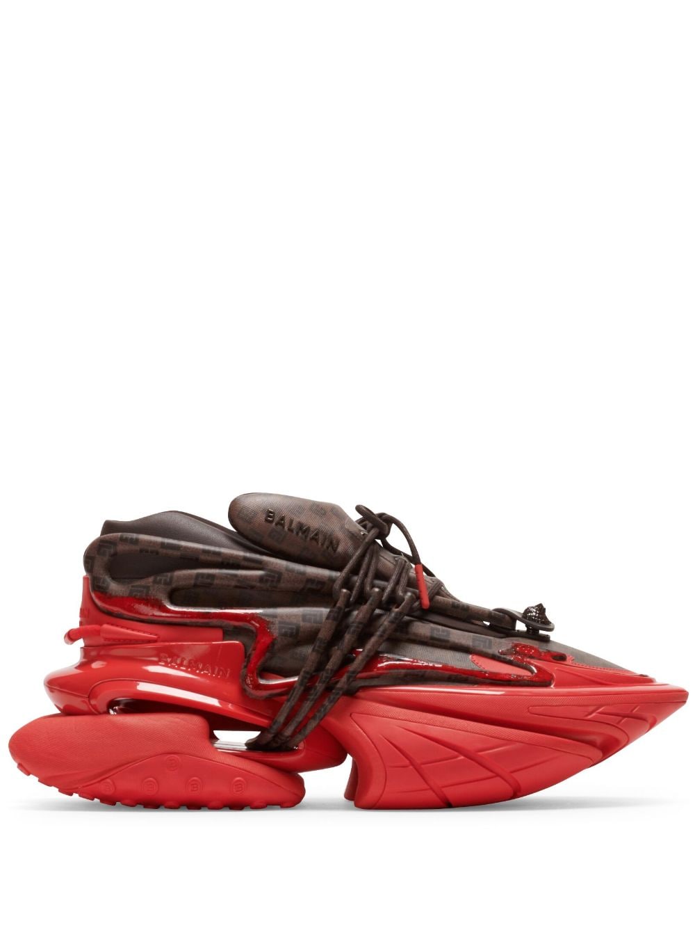 Balmain Unicorn Sneakers mit Monogramm - Rot von Balmain