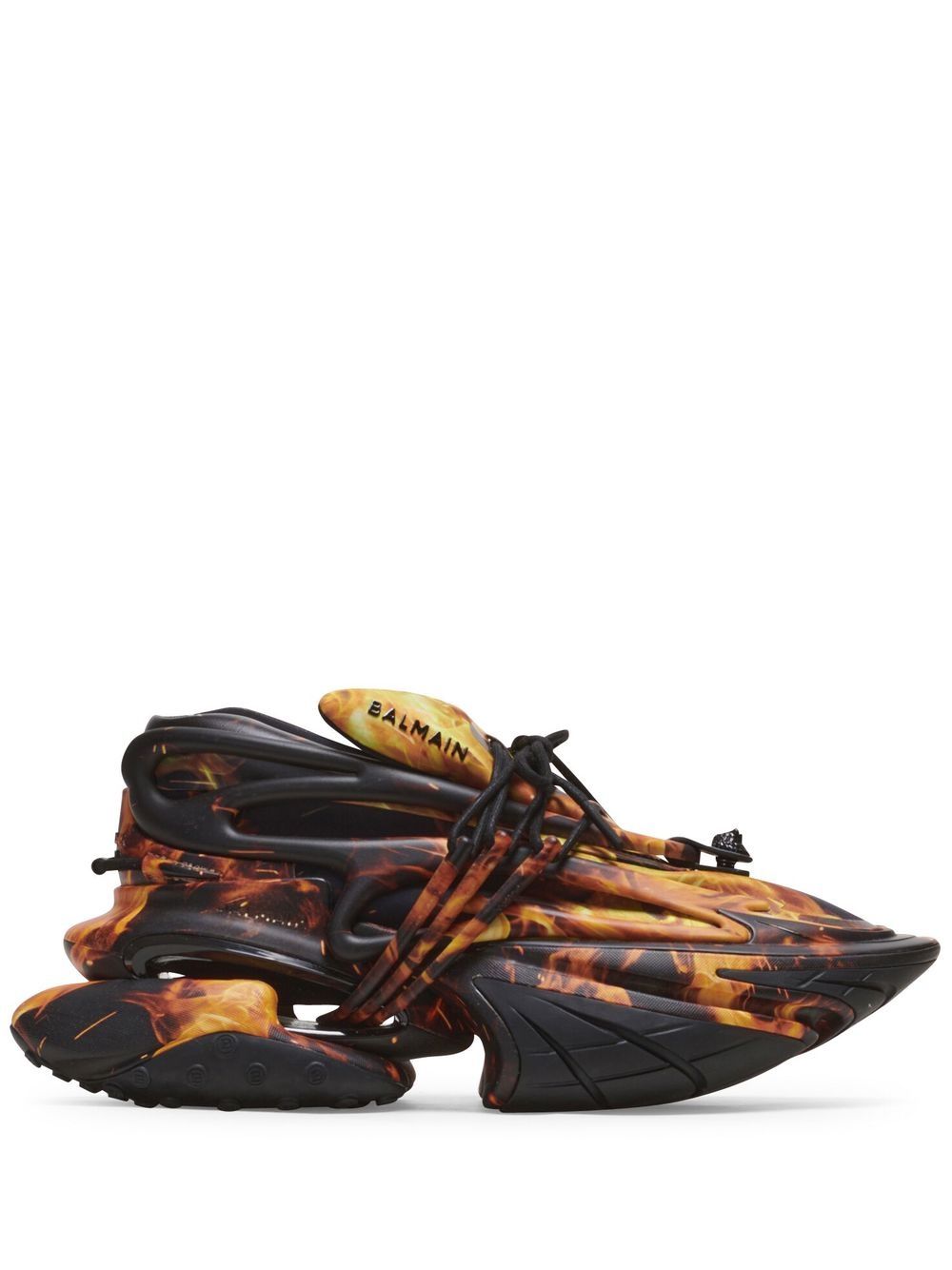 Balmain Unicorn Sneakers mit Flammen-Print - Schwarz von Balmain