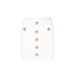 Balmain Weiße Stretch-minirock Mit Dekoknöpfen von Balmain
