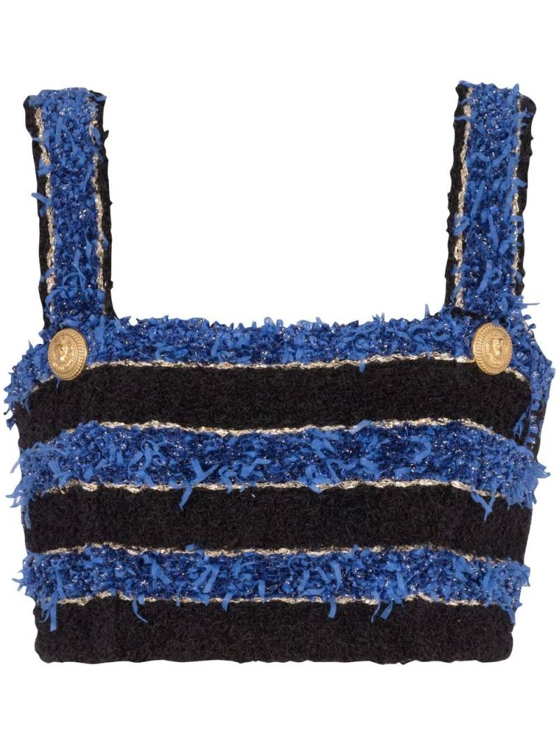 Balmain Cropped-Top aus Tweed - Blau von Balmain