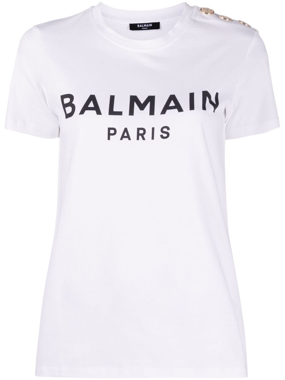 Balmain T-Shirt mit Zierknöpfen - Weiß von Balmain
