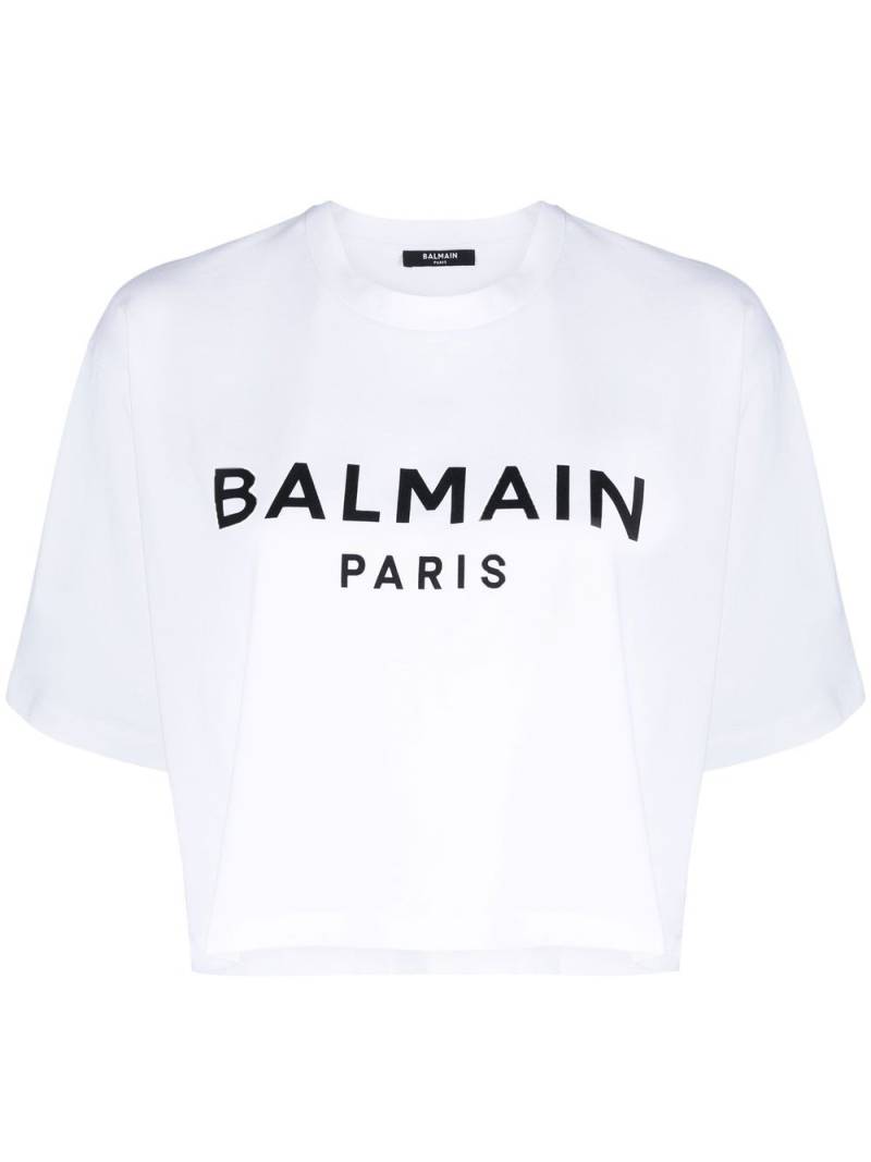 Balmain Cropped-T-Shirt mit Logo - Weiß von Balmain