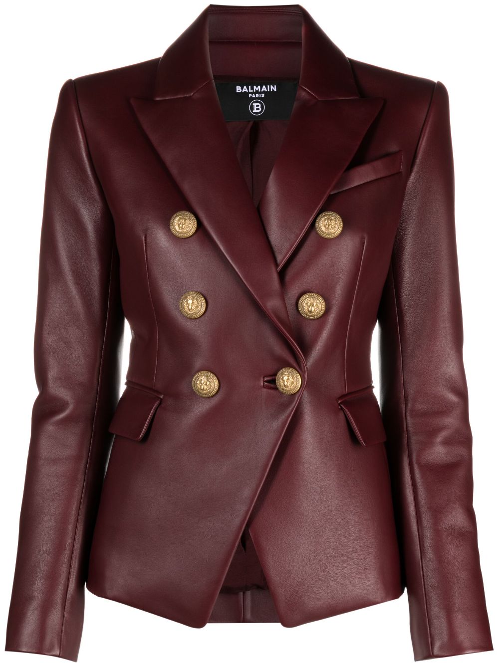 Balmain Doppelreihiger Lederblazer - Rot von Balmain