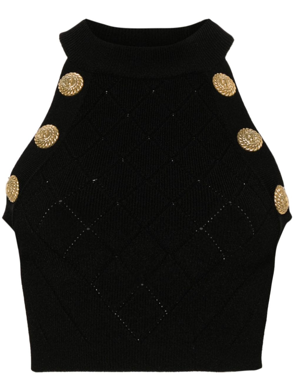 Balmain Cropped-Top mit geprägten Knöpfen - Schwarz von Balmain