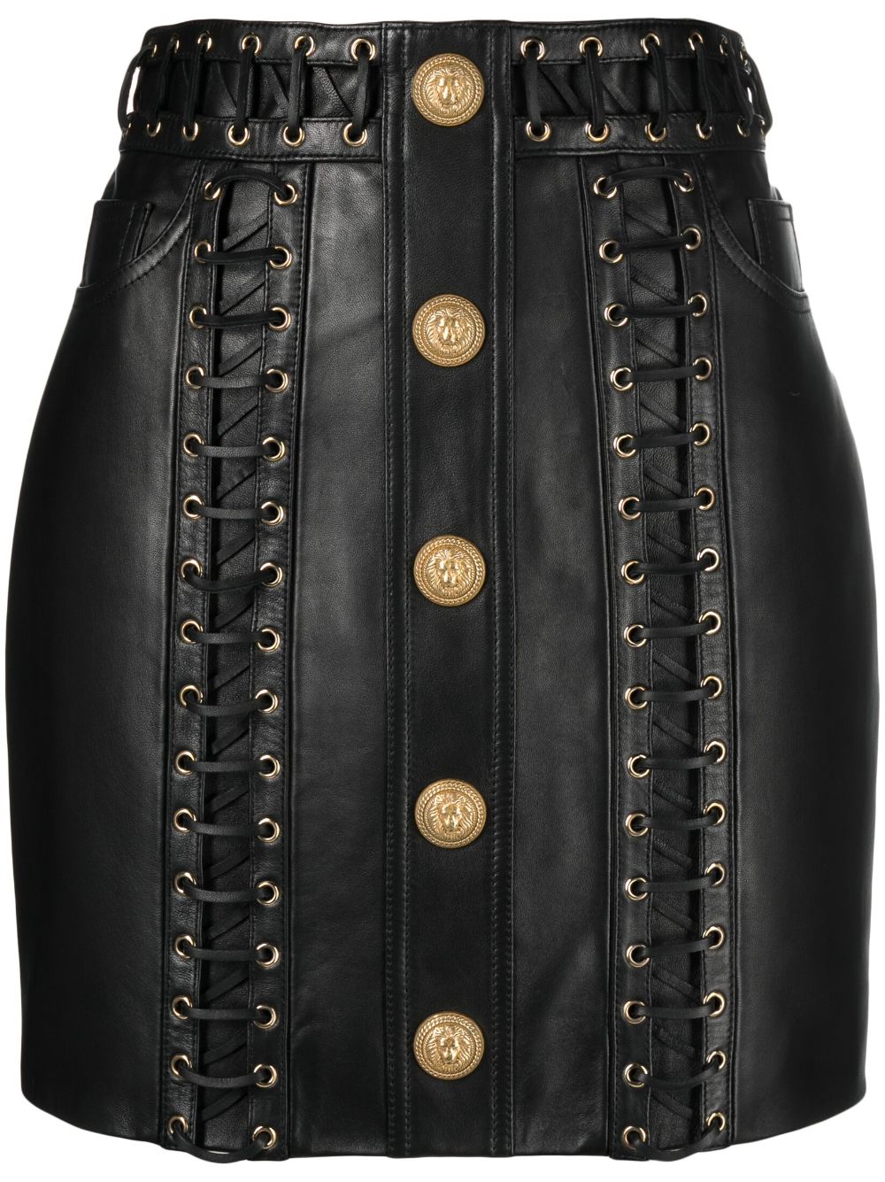 Balmain Minirock mit Ösen - Schwarz von Balmain