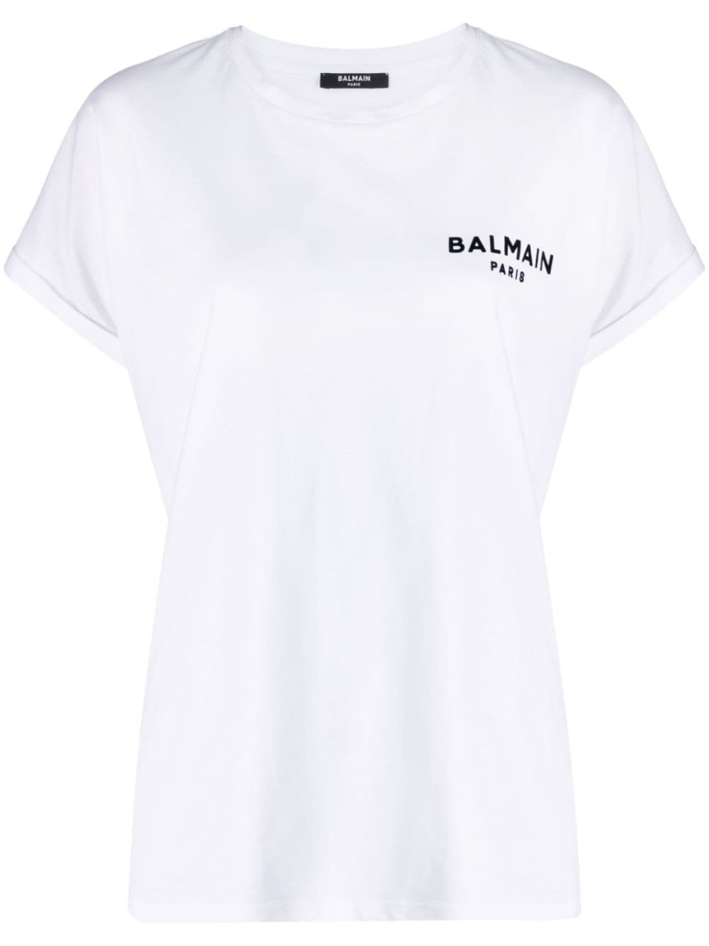 Balmain T-Shirt mit geflocktem Logo - Weiß von Balmain