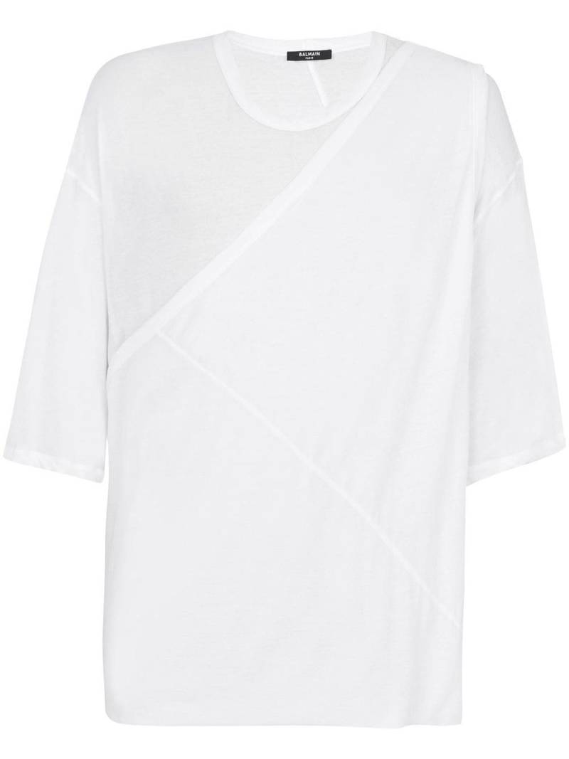 Balmain T-Shirt mit gerüschtem Einsatz - Weiß von Balmain