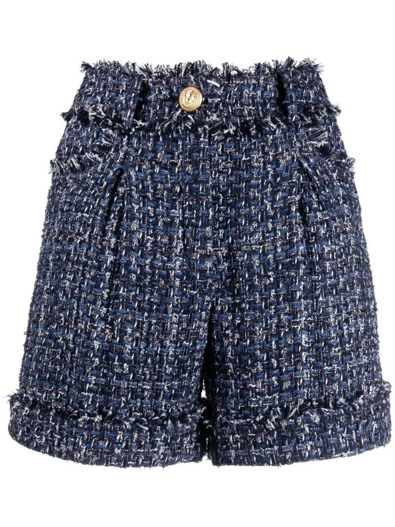 Balmain Tweed-Shorts mit hohem Bund - Blau von Balmain