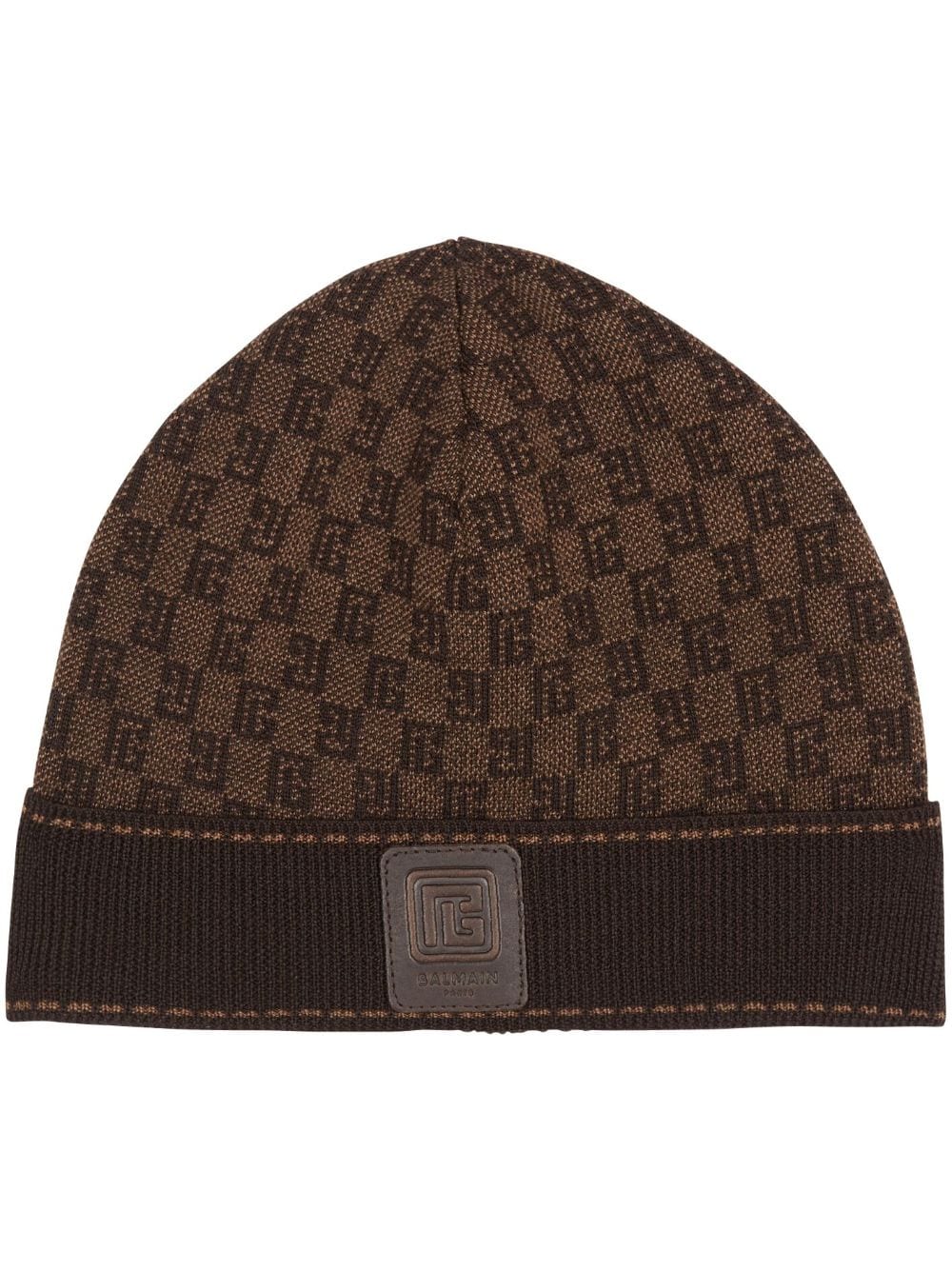 Balmain Beanie mit Logo-Patch - Braun von Balmain