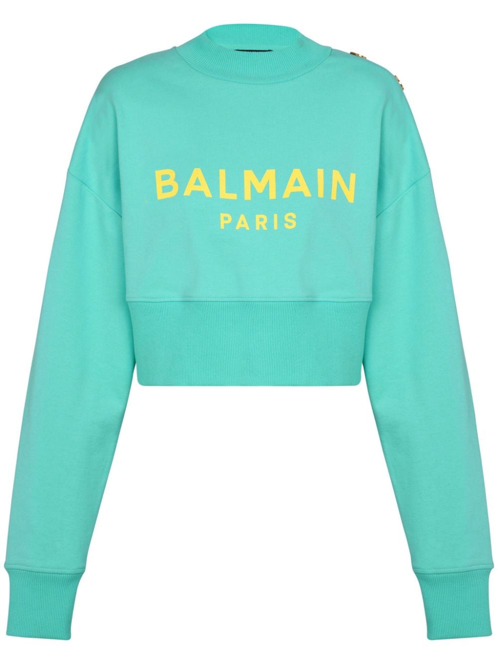 Balmain Cropped-Sweatshirt mit Logo-Print - Blau von Balmain