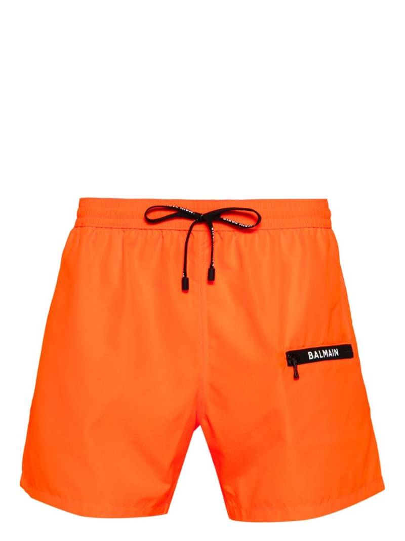 Balmain Badeshorts mit Logo-Print - Orange von Balmain