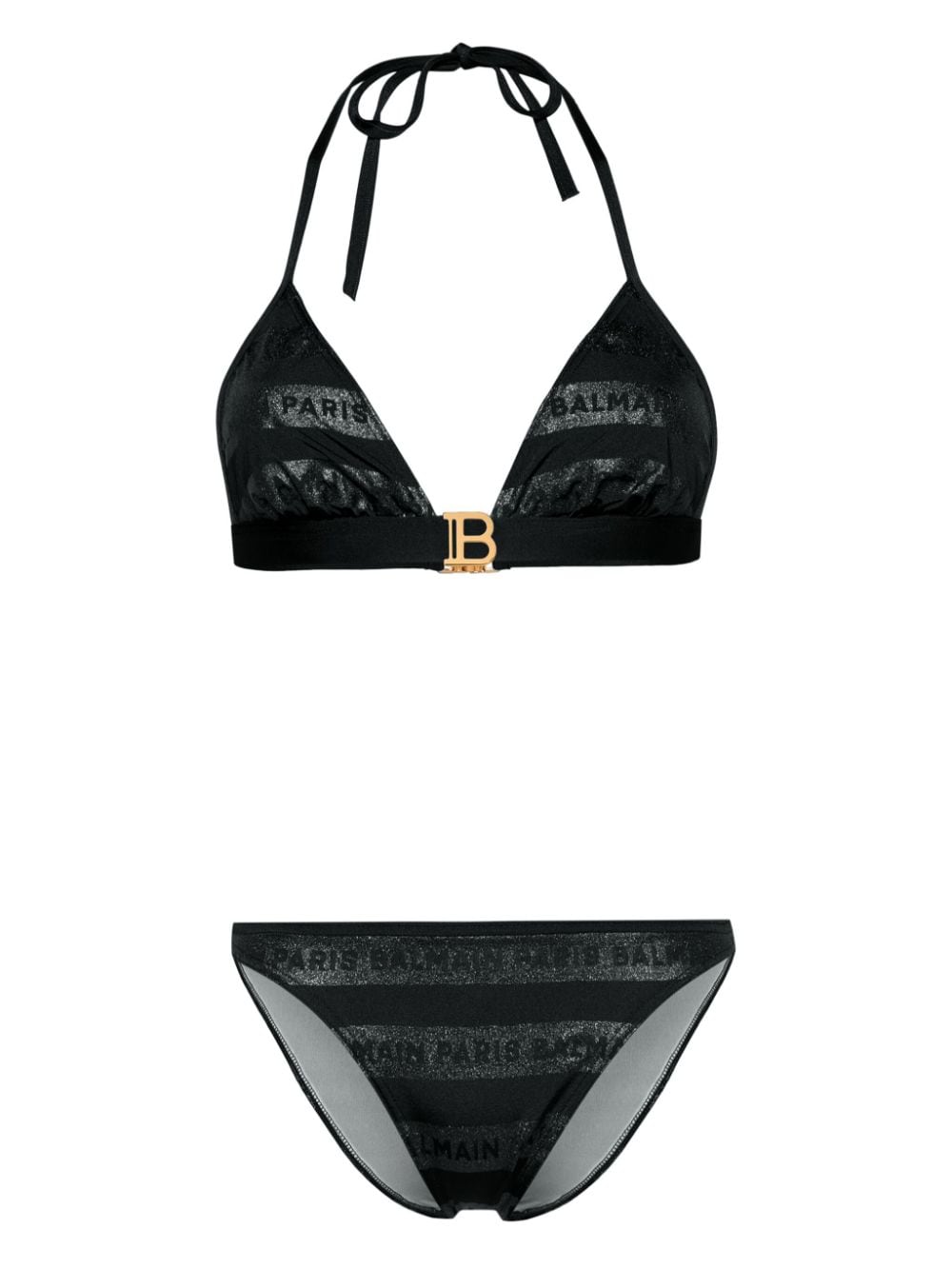 Balmain Triangel-Bikini mit Logo - Schwarz von Balmain