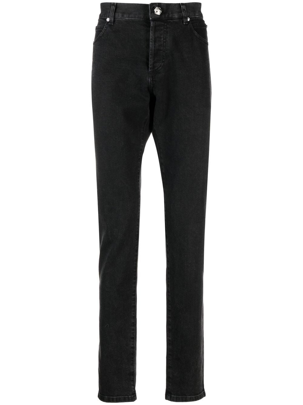 Balmain Halbhohe Straight-Leg-Jeans - Schwarz von Balmain